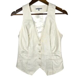 Y2k Charlotte Russe Small Business Vest Gold Shimmer Lace Vintage Coquette